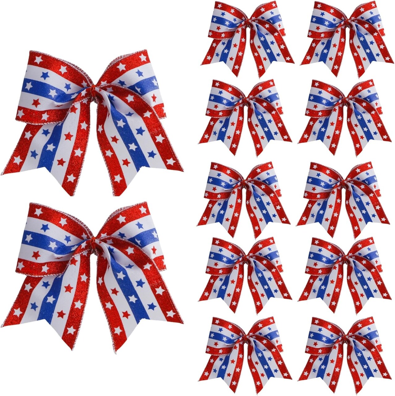 12 Pcs 6 Inch Red White Blue Star Stripes American Flag Bow 4th of July Wreath Bows